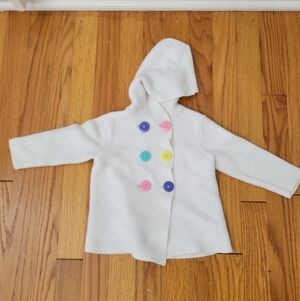 Nursery Rhyme Play Toddler Girl White Knit Sweater Sz 24 Months Colorful Buttons